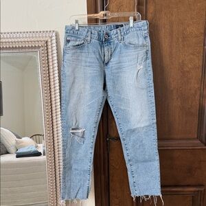 AG Adriano Goldschmied Light Blue Cropped Jeans